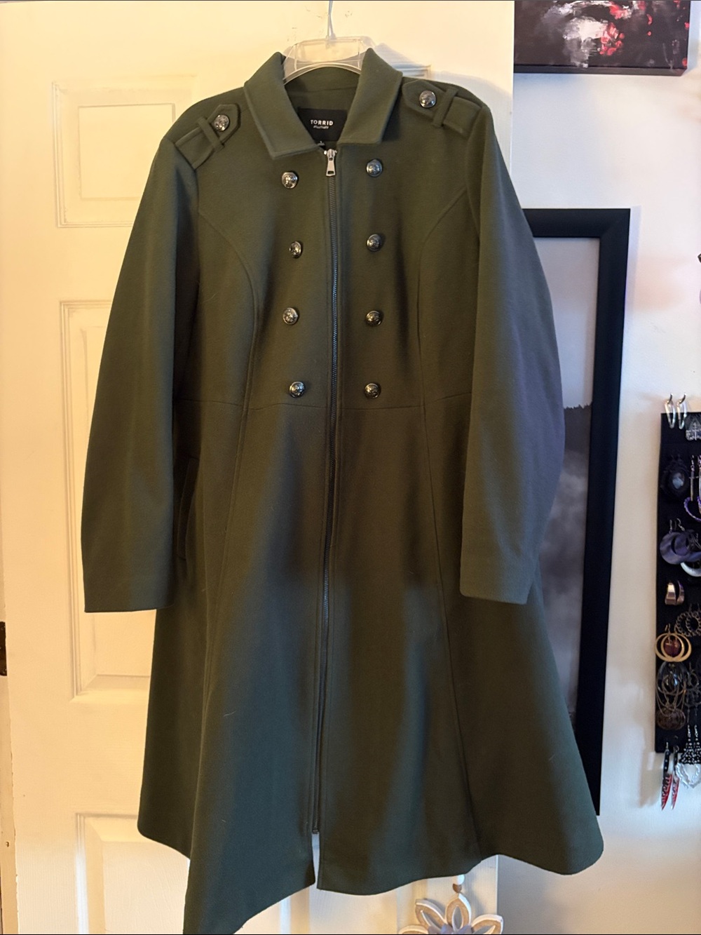 torrid Olive Green Double-Breasted A-Line Trench Coat